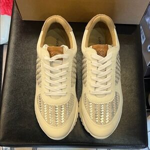 Lucky Brand White and Gray Woven Sneakers